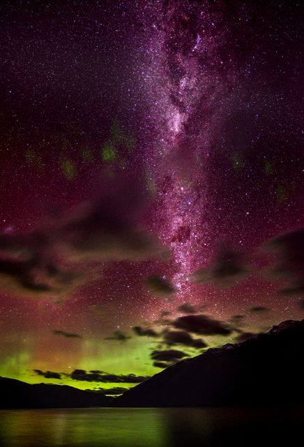 Our Galaxy over Queenstown ( on the evening of the Aurora Australis ) space star