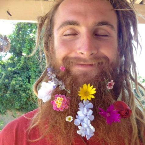 flower beard man dude happy